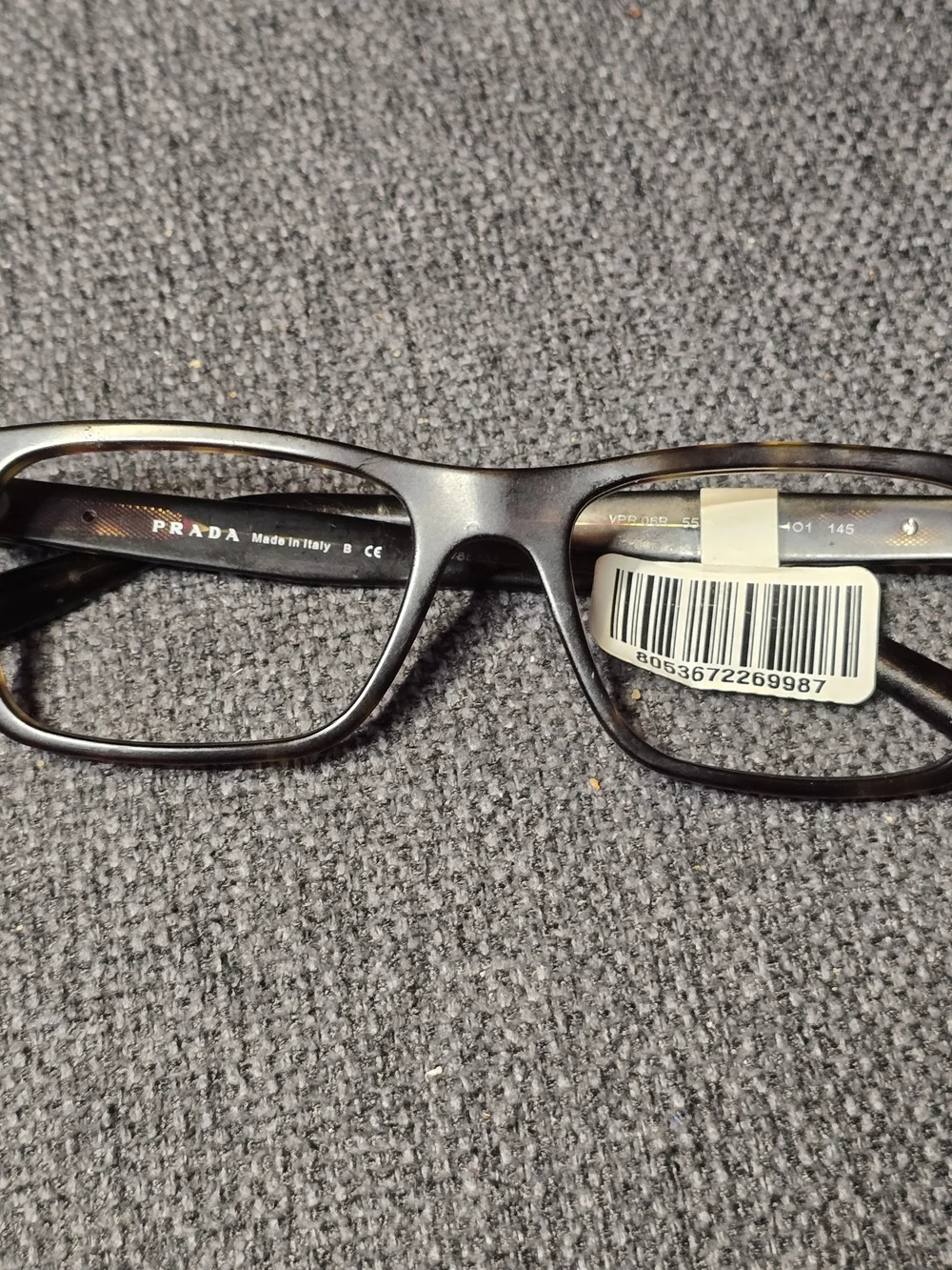 Prada Rectangular Tortoiseshell Eyeglasses